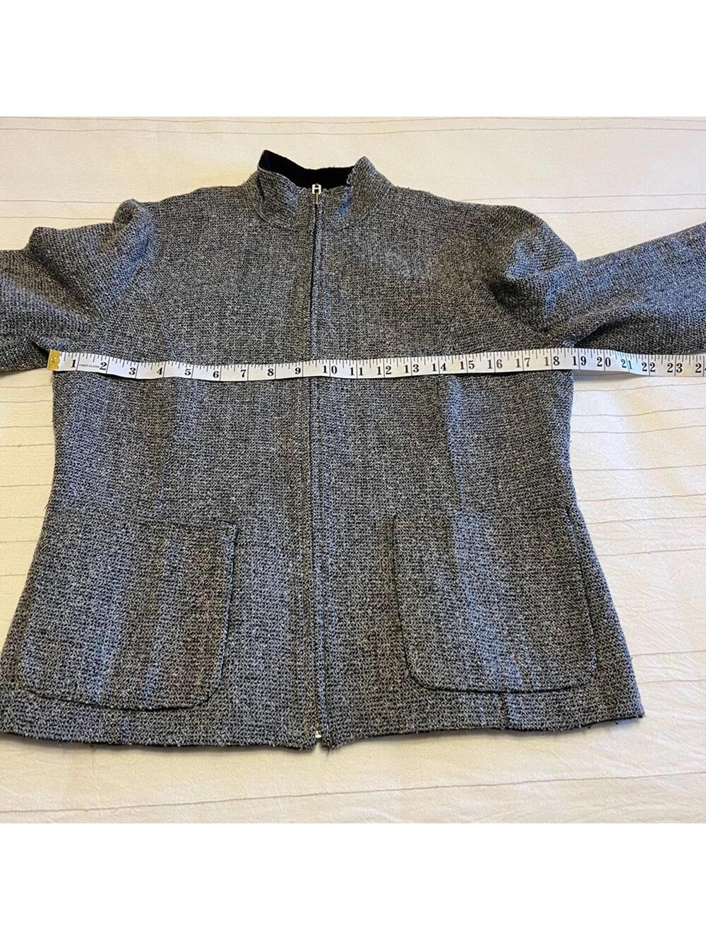 Charter Club Black Gray Wool-Texture Fleece-Lined Jacket Women's Small - Picture 6 of 8